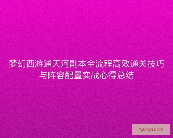 梦幻西游通天河副本全流程高效通关技巧与阵容配置实战心得总结