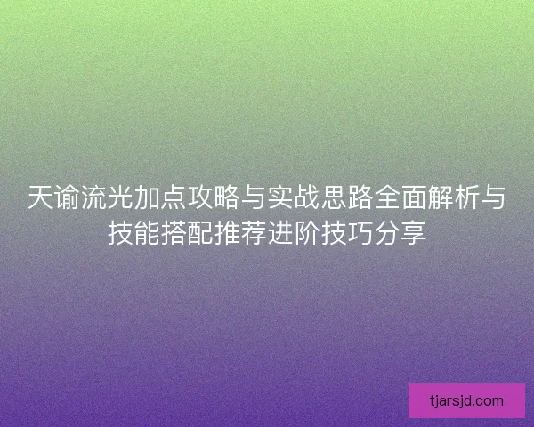 天谕流光加点攻略与实战思路全面解析与技能搭配推荐进阶技巧分享